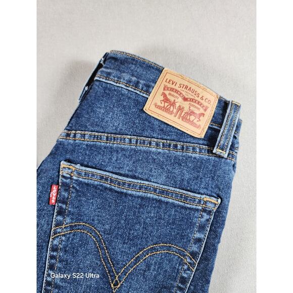 Levi's Womens Ribcage Straight 29 Blue Dark Wash Button Fly Capsule - Picture 2 of 11